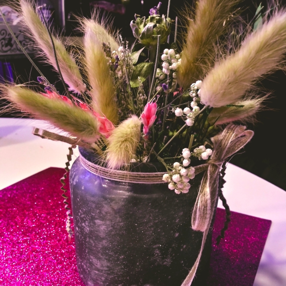 8" tall dried flower arrangement